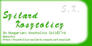 szilard kosztolicz business card